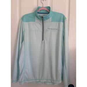 Vineyard Vines Performance Large Quarter Zip Mens Teal Striped Pullover